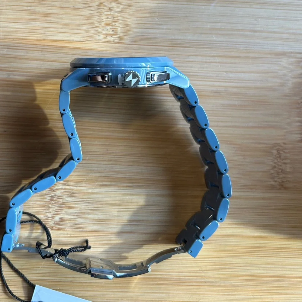 MVMT Ceramic Watch With 44mm Blue Chronograph Face & Blue Ceramic Bracelet